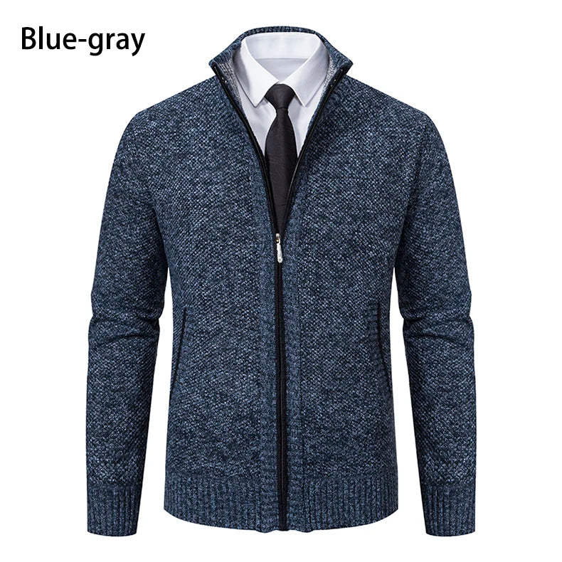 Herbst Und Winter New Jersey männer Casual Sport Mantel Einfarbig Stehkragen Wullover Greifen Fleece Warm Zipper Strickjacke