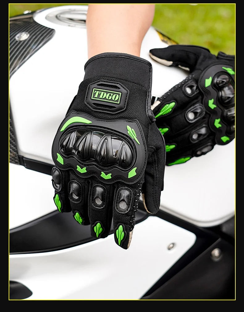Sommer Motorrad Atmungsaktive Vollfinger Handschuhe Leder Schutzausrüstung Dirt Bike Sport Racing Reithandschuhe