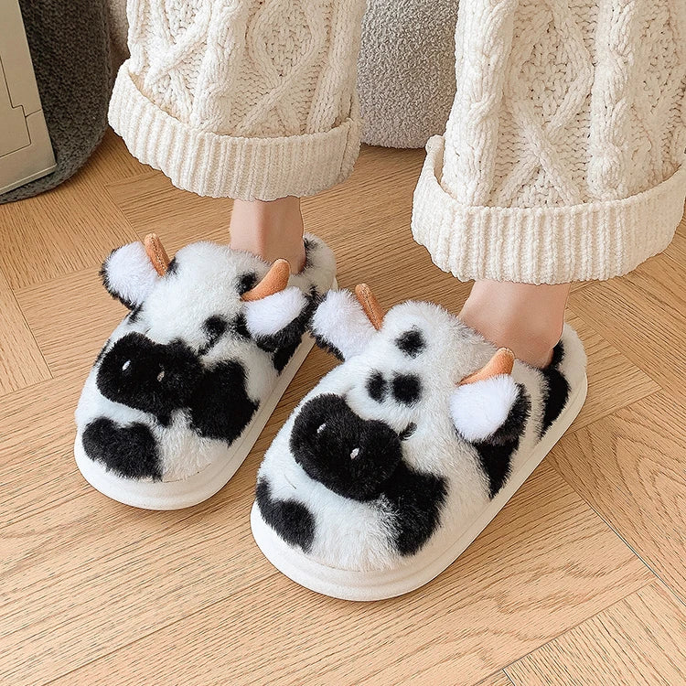 Cute Cow Plush Slippers