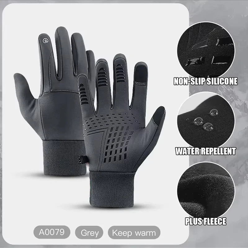 Herbst Winter Outdoor Radfahren Handschuhe Gym Fitness Sport Laufen Warm Touch Screen Rutschfeste Handschuhe Motorrad Handschuhe Männer Schwarz