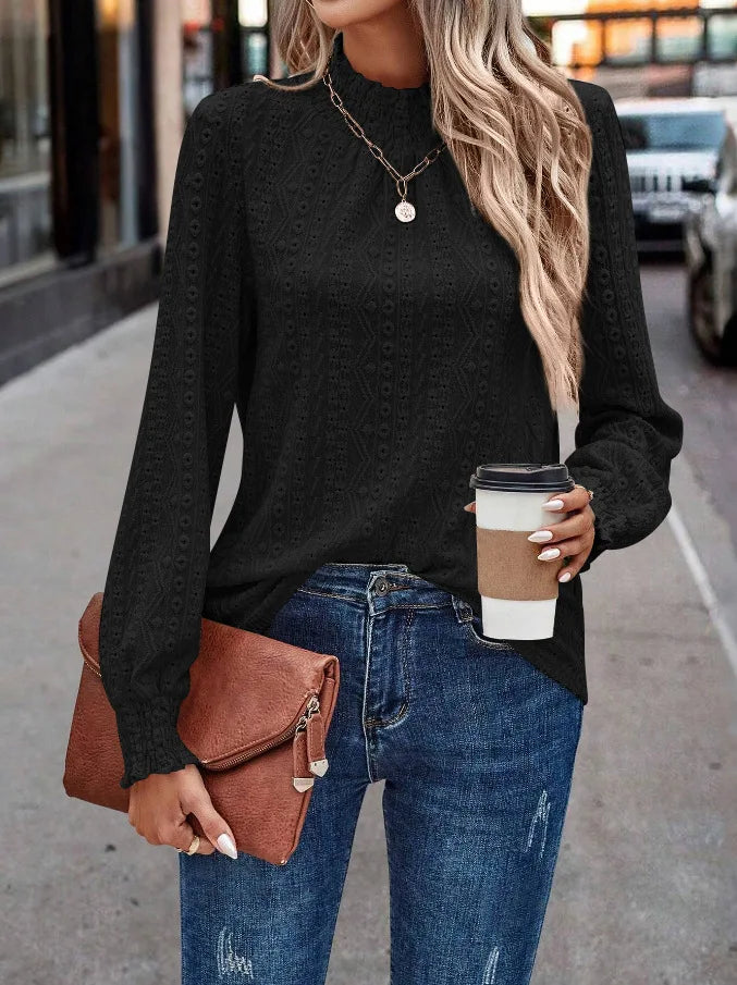 Herbst Winter Mode Damen Hälfte Rollkragen Vielseitig Herbst Bodenbildung Shirt Damen Langarm Rundhals Top T-shirt Blusas Dama