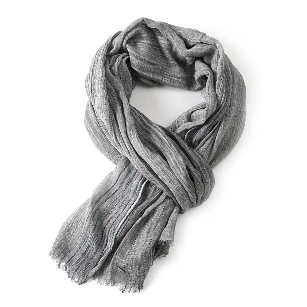 Baumwolle Leinen Gestreiften Männer Schals Herbst Winter Warme Halstuch Pashmina Männlichen Zubehör Kurze Quaste Bufanda Schal