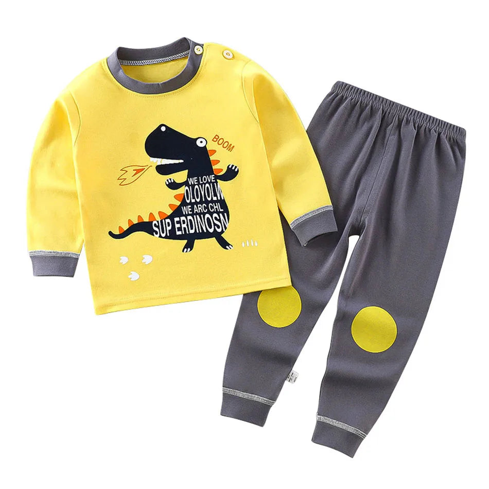 Baumwolle Kinder Pyjamas Set für Jungen Mädchen Herbst und Winter Cartoon Schlafen Loungewear Kinder Nacht Nachtwäsche Hause Tragen Kleidung