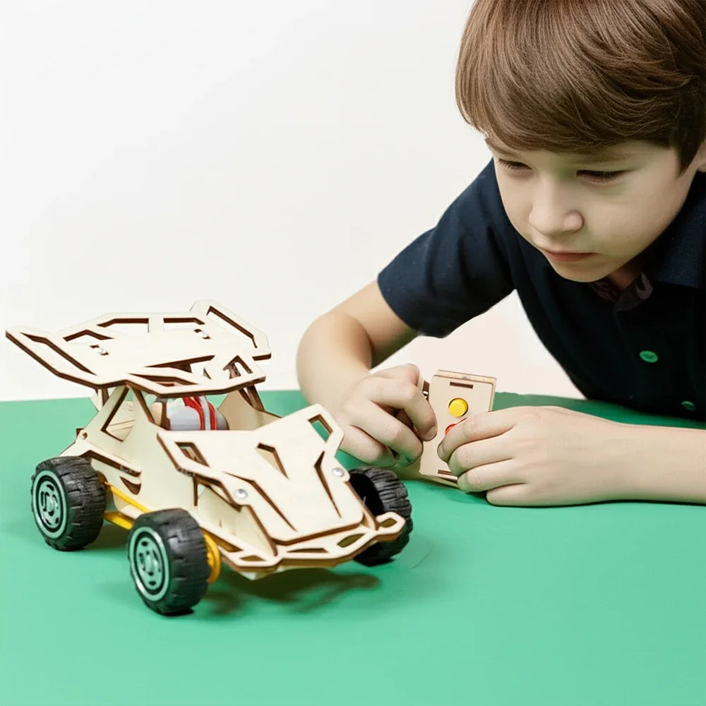 DIY Holz Fernbedienung Auto Holz Allradantrieb Racing Montage Wissenschaft Experiment Kits KINDER STEM Lernspielzeug