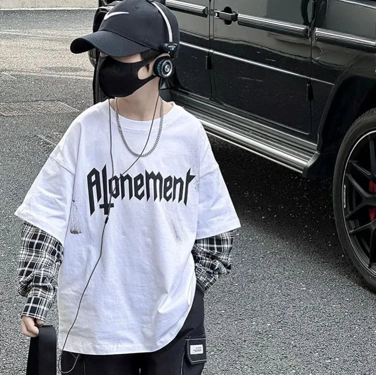 zweiteilige Kinderkleidung von 8 bis 12 Jahren, langärmliges T-Shirt für Jungen, Jungen-T-Shirt, grafische Hemden, T-Shirts, T-Shirts, Jungen-Kind