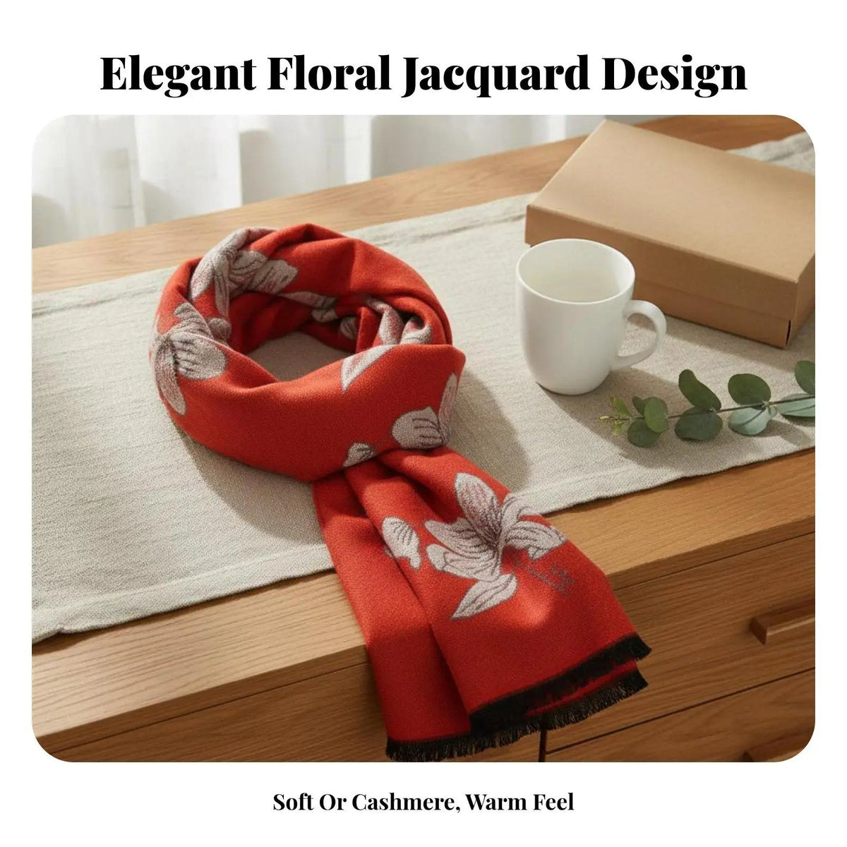 Jacquard-Schal mit Blumenmuster, tolles Geschenk, warmer Damenschal, weicher Touch, Blumenmuster-Wickelschal für Mama, Oma, Herbst, Kälte