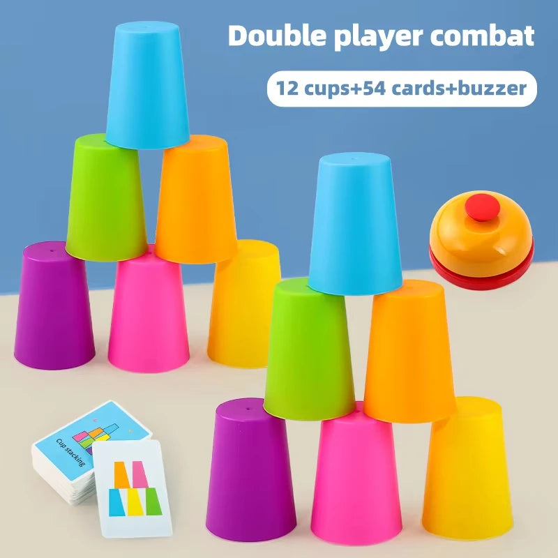 Montessori Spielzeug Mini Stapel Tasse Spiel Mit Karte Pädagogische Intellektuelle Aufklärung Farbe Erkenntnis Logik Training Kinder