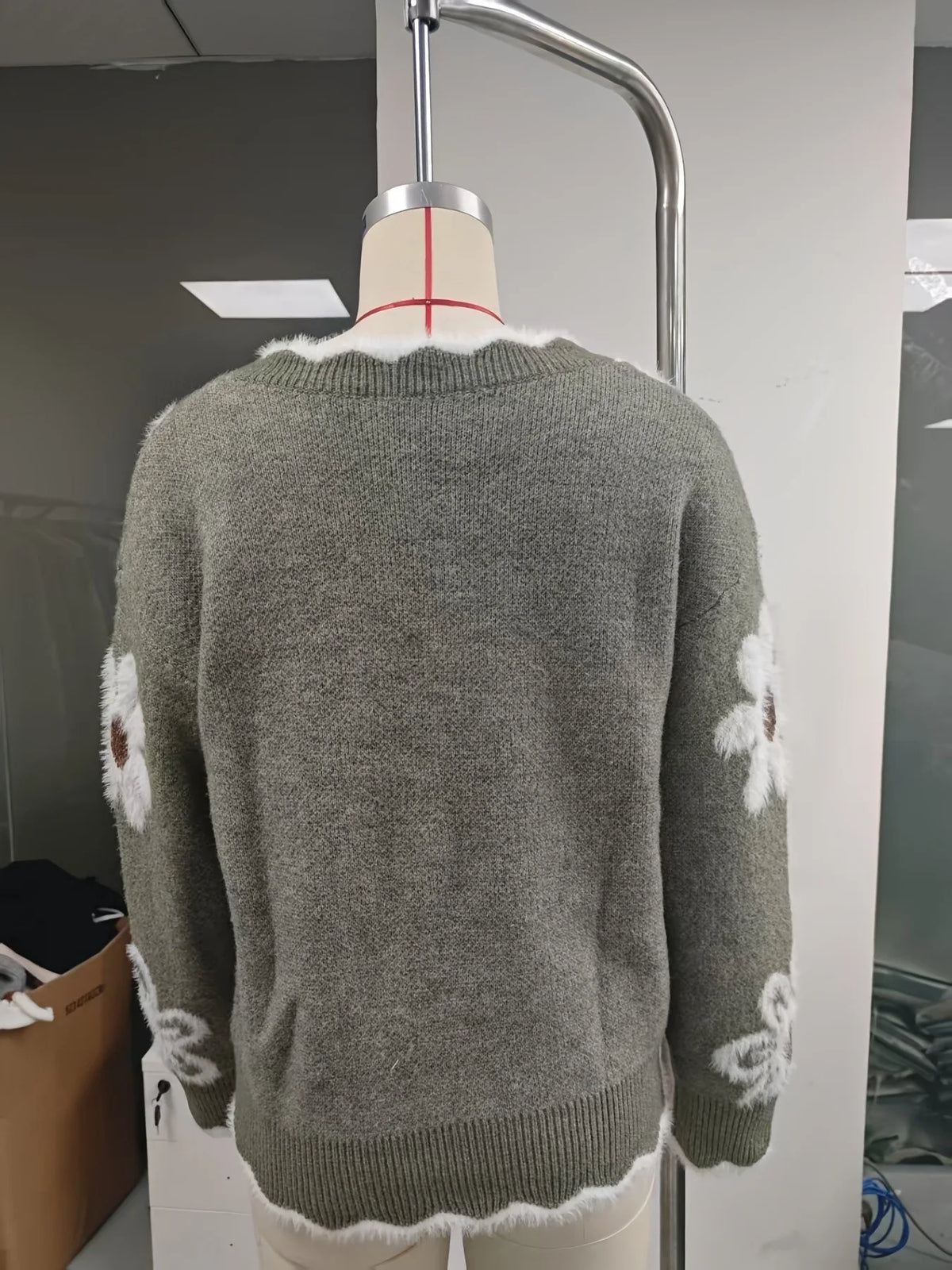 Frauen Invierno Herbst Modus Neue Herbst Pullover V-ausschnitt Jacquard Lange ärmeln Vielseitig Gestrickte Pullover Pullover Maglione Da Donna