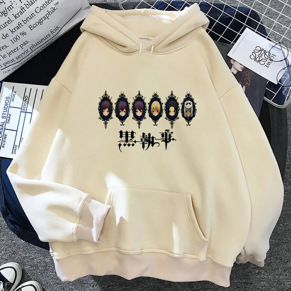 Black Butler Hoodie Kawaii Anime Pullover gemusterte Kleidung für Teenager elegante weibliche Sweatshirts Trainingsanzüge gemusterter Designer