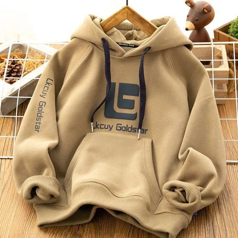 4-14 Jahre Winter Neue Jungen Hoodies Herbst Futter Plus Samt Dicke Warme Sweatshirt Für Teen Jungen Brief drucken Pullover Tops
