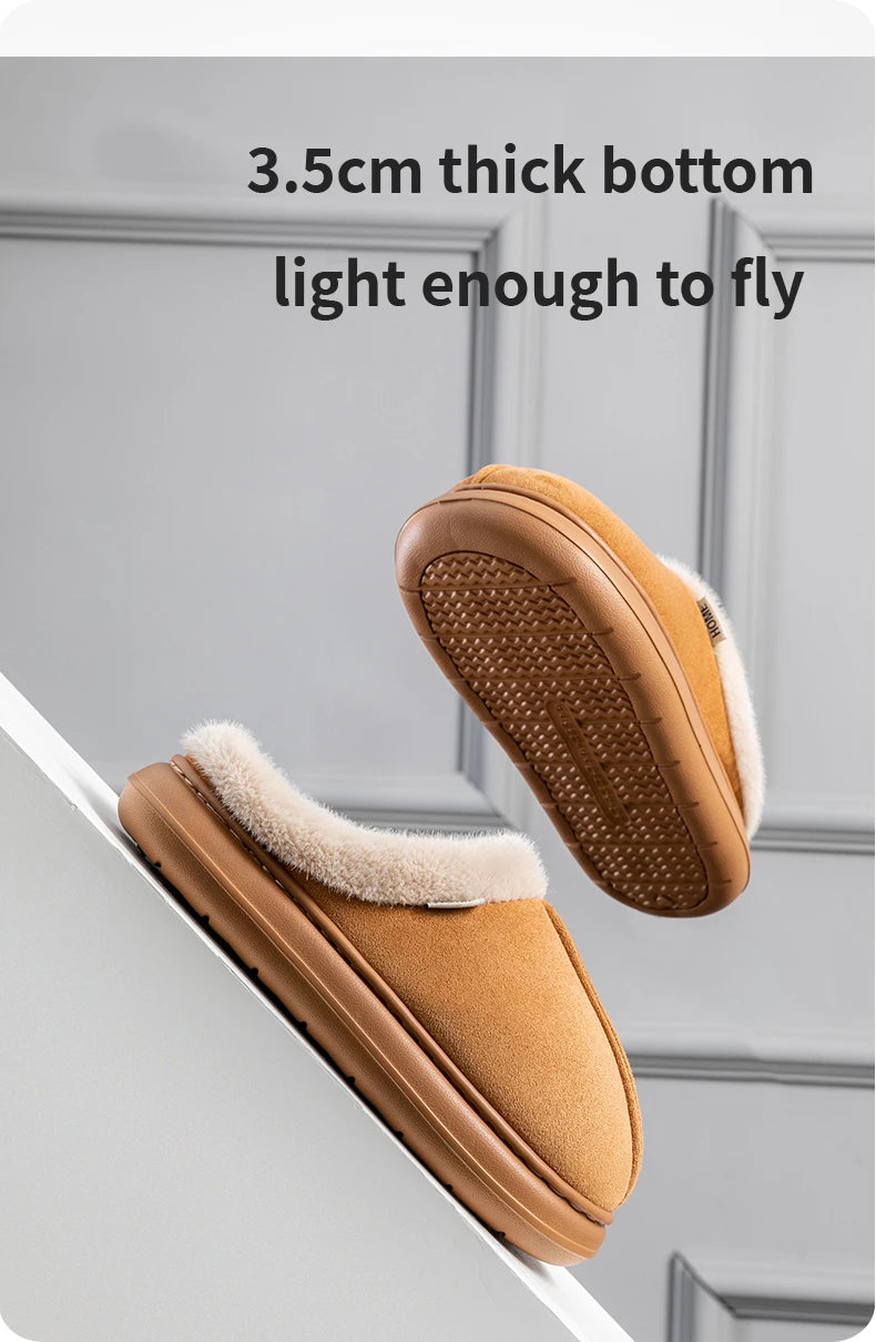 Herbst und Winter Herren Baumwolle Hausschuhe Plüsch warm dick Home Wear rutschfeste verschleißfeste weiche Unterseite bequeme warme Schuhe