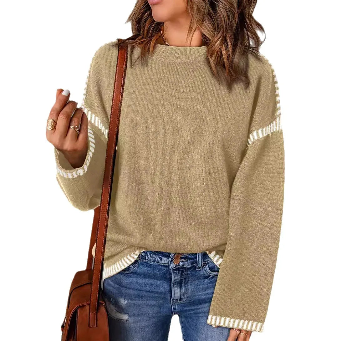 Strickwaren Damen Kleidung Sueter Roupas Femininas Damen Winter Strickpullover Rundhalsausschnitt Lose Lange Ärmel Herbst Mode 2025