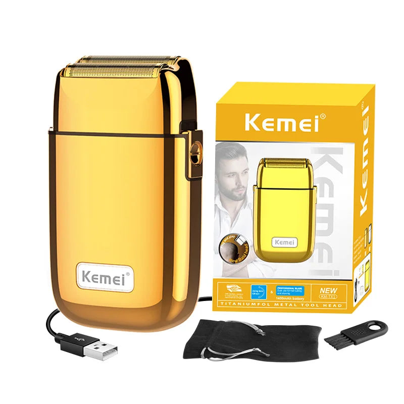 Kemei TX1 Ganzmetall-Elektrorasierer Männer Elektrorasierer Wiederaufladbarer Bartrasierer Schwimmender Haarschneider Gesichtspflege Rasiermaschine