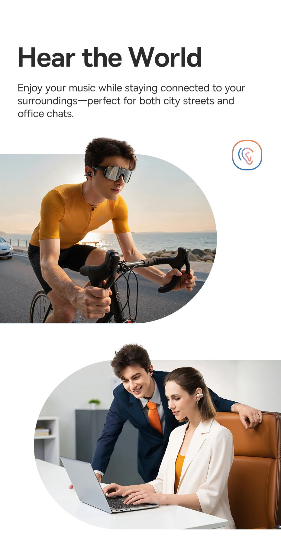 Baseus BC1 Ohrclip-Ohrhörer, kabellose Open-Ear-Kopfhörer, Bluetooth 6.0, Clip-on-Sportkopfhörer, 4 Mikrofone, Super-Bass, IP55, Ohrhörer