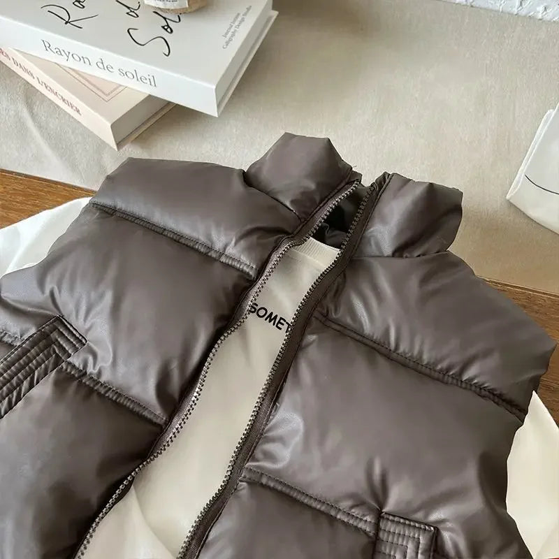 Kinder-Daunen-Baumwollweste, neues Herbst- und Winter-Tanktop für Jungen und Mädchen zum Tragen im Teenageralter, dicker Mantel