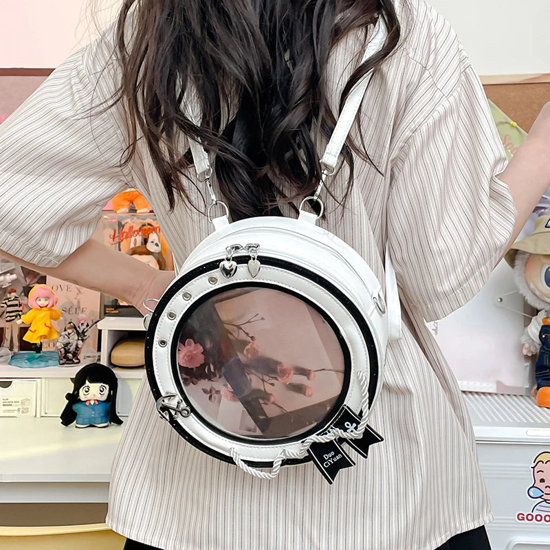 2025 neue süße Y2k ästhetische Umhängetaschen Frauen Kawaii Mode lässig Rucksäcke trendige transparente Reise Umhängetasche Ita Taschen
