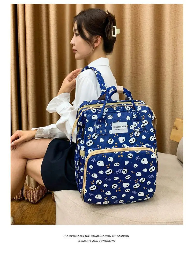 Mama Wickeltaschen Babybett Mutter Große Kapazität Windel Milchflasche Rucksäcke mit Wickelunterlage Praktische Baby-Stilltaschen Geschenk
