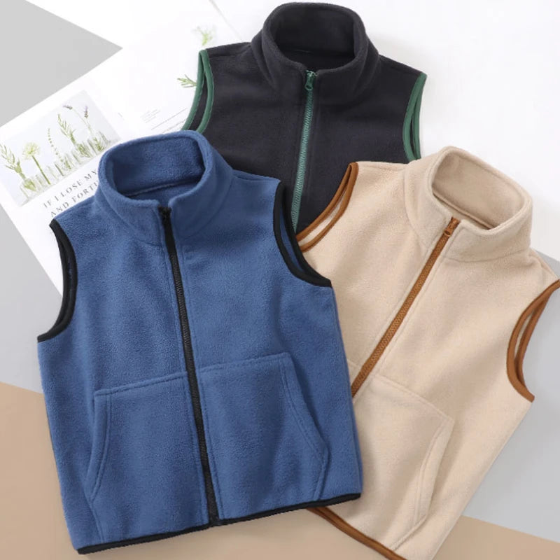 Kinder Polar Fleece Westen Herbst Winter dicke warme Teen Jungen Mädchen Tops Oberbekleidung lässig All-Match Kinder Westen 4-18 Jahre