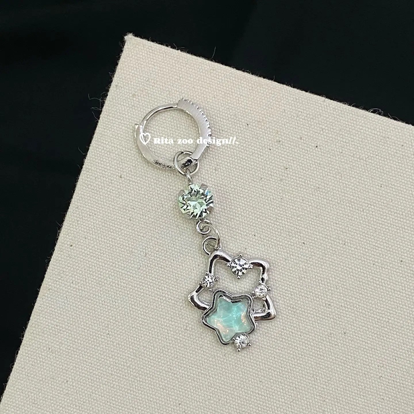 Französischer Süßer Stern-Handyanhänger Y2K Ästhetischer Kristallherz-Anhänger Kawaii Taschenanhänger Trendiger Schmuck Geschenk für Mädchen