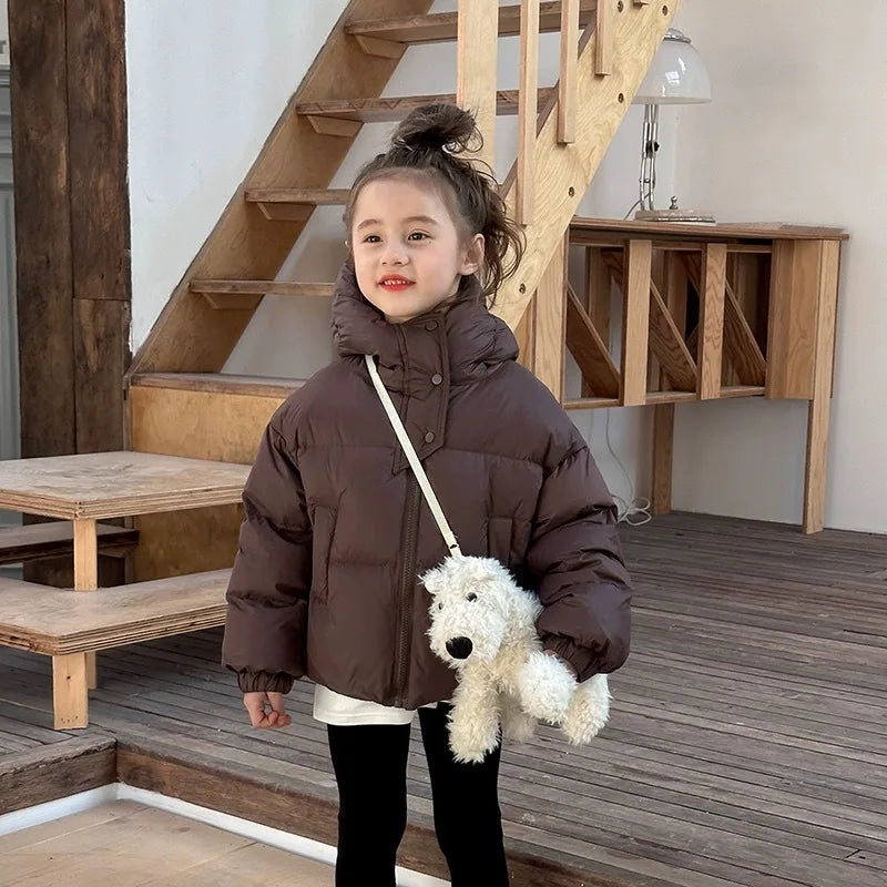3 4 5 6 8 10 12 Jahre Mädchen Jacke Herbst Winter Neue Einfarbig Dicke Warme Mit Kapuze Zipper Mantel für Teen Kinder Daunen Baumwolle Outwear