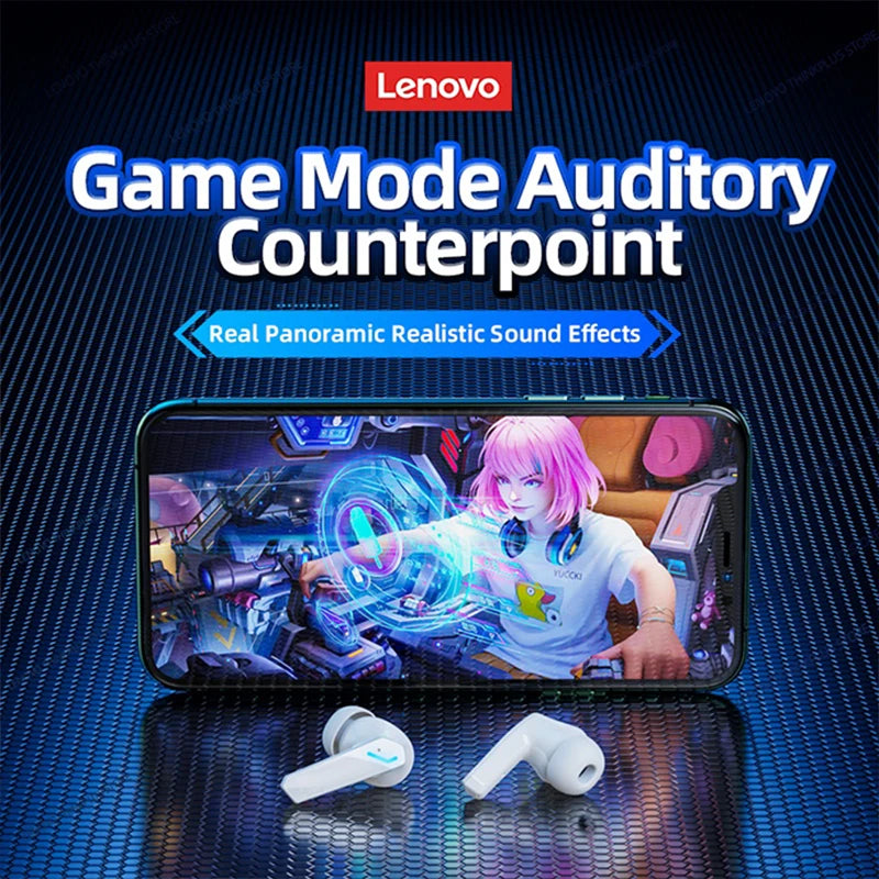Original Lenovo GM2 Pro TWS Bluetooth 5.3 Kopfhörer Dual Modi Musik Spiel Ohrhörer HD Anrufe mit integrierten 2 Mikrofone Sport Kopfhörer