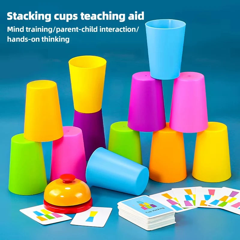 Montessori Spielzeug Mini Stapel Tasse Spiel Mit Karte Pädagogische Intellektuelle Aufklärung Farbe Erkenntnis Logik Training Kinder