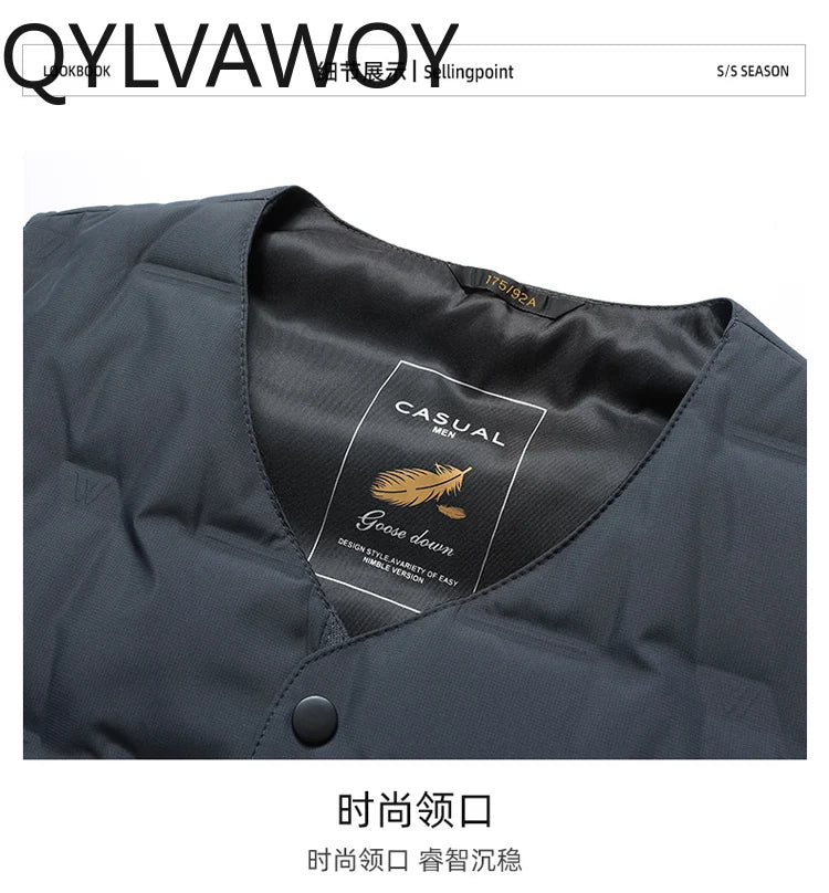 QYLVAWOY Herren Mittleren Alters Ältere Papas Herbst Winter Daunenweste Opa Gilet Dünner Stil Ärmellose Jacke LJ2105