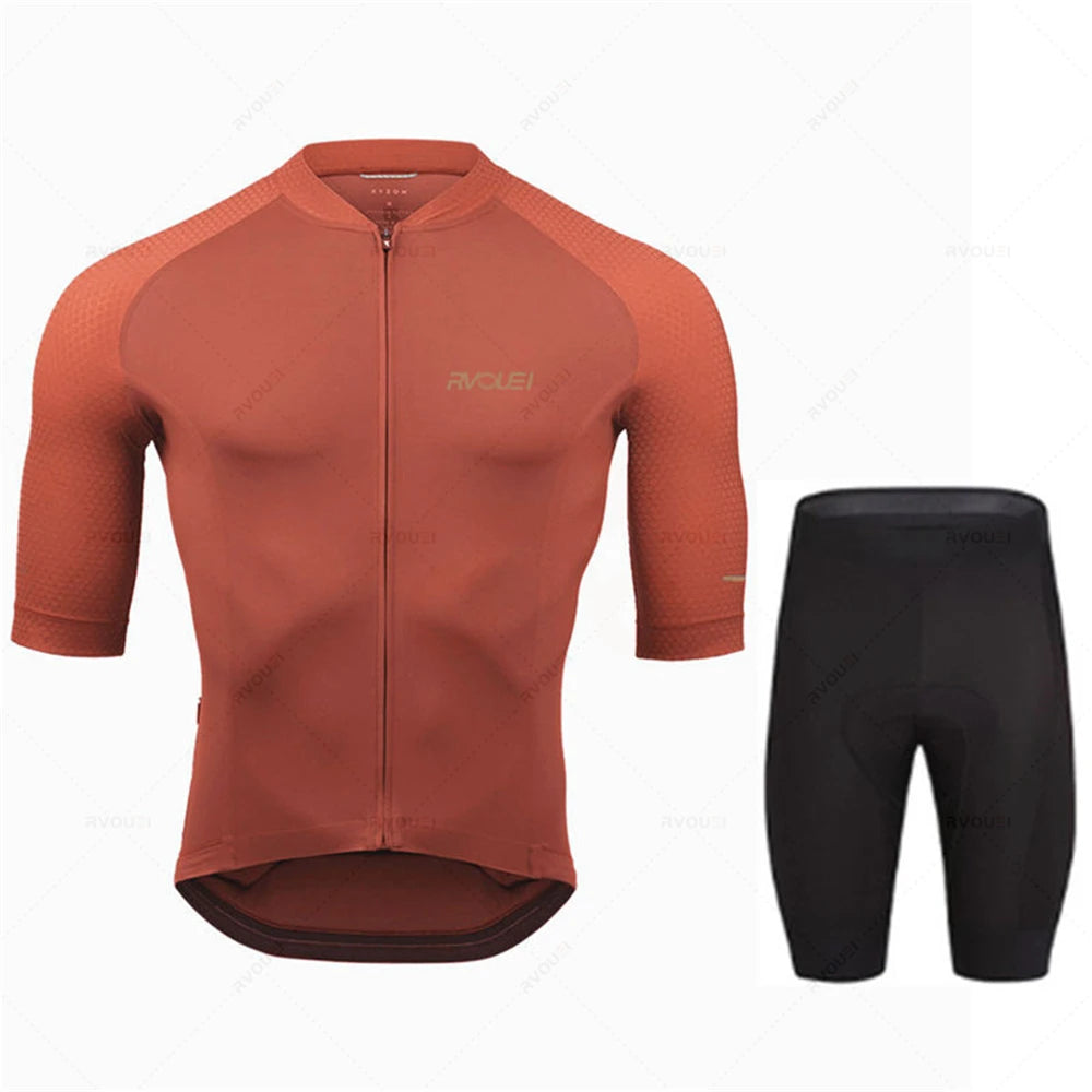 2023 Rvouei Pro Team Cycling Clothing Men New Road Bike Wear Racing Clothing Breathable Cycling Jersey Set Ropa Ciclismo Maillot