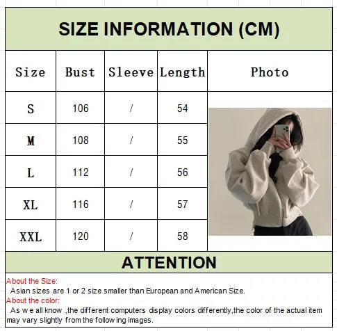 Herbst Winter Mit Kapuze Hoodies Frauen Casual Streetwear Zip Up Sweatshirts Langarm Jacken Harajuku Y2K Crop Tops Kapuze Hemd