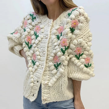 Frauen Herbst Damen Kleidung Oberbekleidung Lose einreiher Strickjacke Pullover Mit Stilvollen Verzierten Knöpfen Ropa Mujer