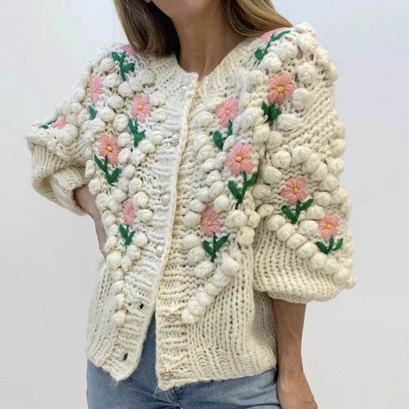 Frauen Herbst Damen Kleidung Oberbekleidung Lose einreiher Strickjacke Pullover Mit Stilvollen Verzierten Knöpfen Ropa Mujer