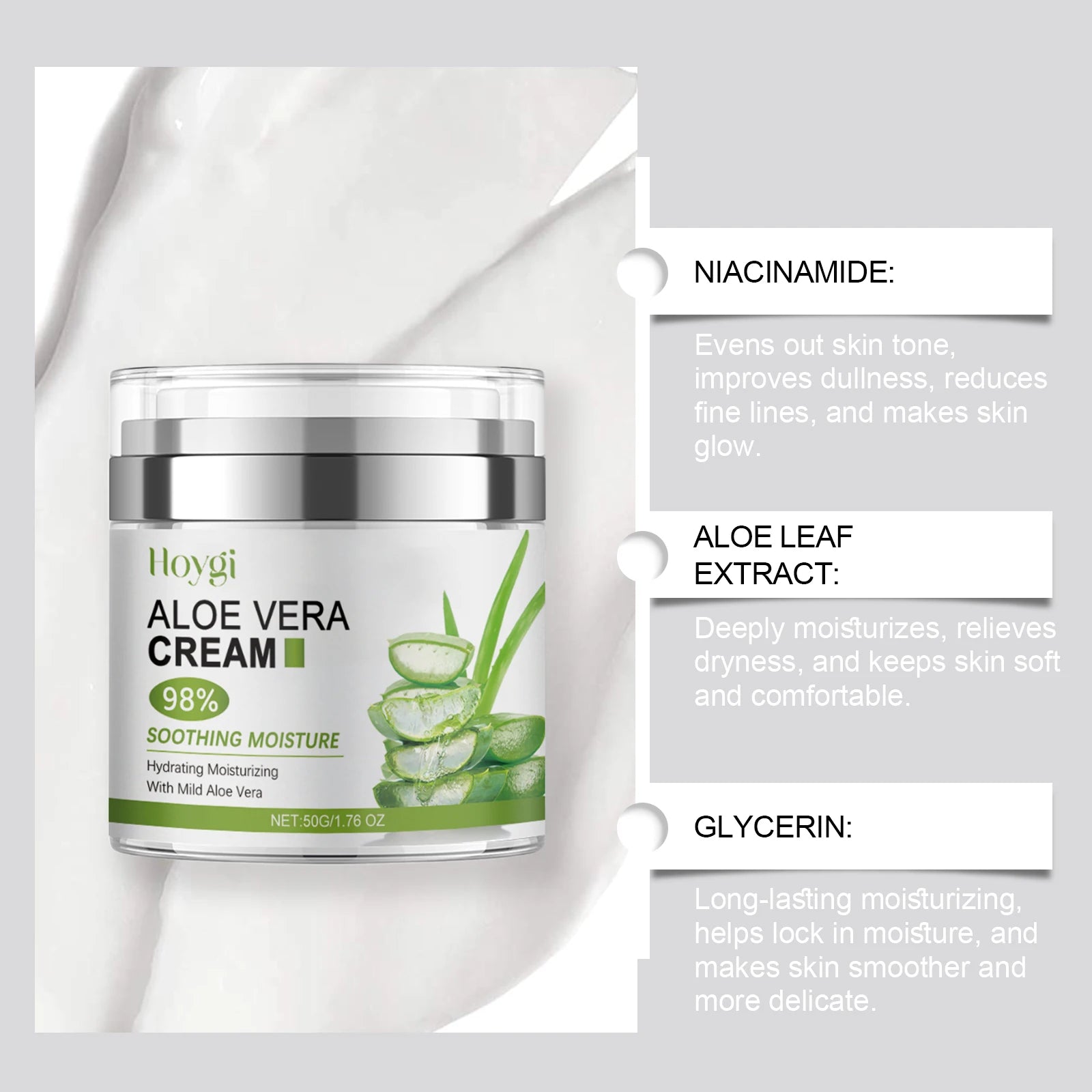 Multi-Action beruhigende Reparaturcreme für das Gesicht, Teebaumcreme, Centella Ceramide Aloe Vera Feuchtigkeitscreme für empfindliche und fettige Haut