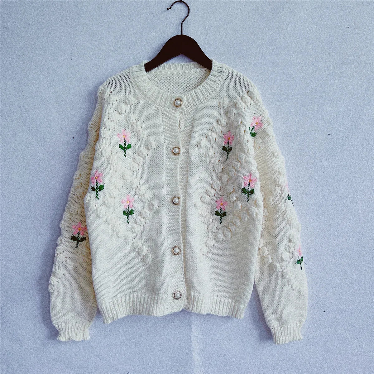 Frauen Herbst Damen Kleidung Oberbekleidung Lose einreiher Strickjacke Pullover Mit Stilvollen Verzierten Knöpfen Ropa Mujer