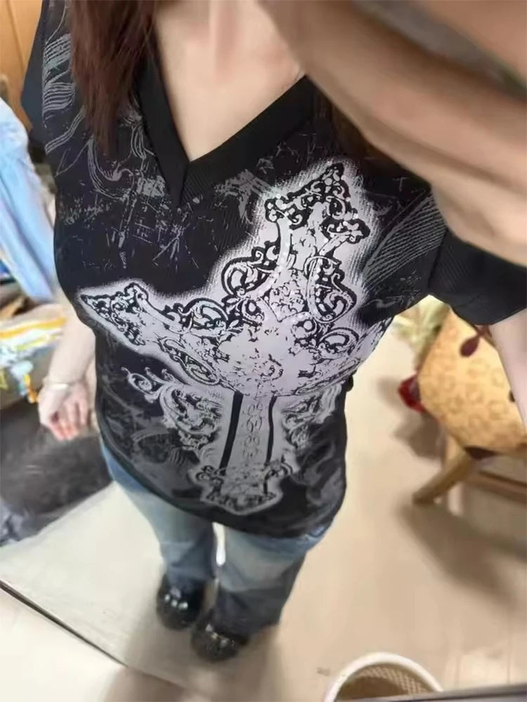Koreanische Y2K-Stil Autumn-Winter-new Langarm-Top-Print Women Langarm-Top-T-Shirt daily Package