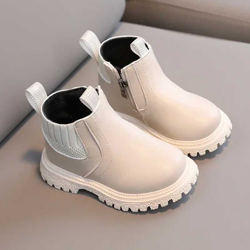 Kinder Kurze Stiefel Mode Jungen Schuhe Herbst Winter Leder Kinder Stiefel Rutschfeste Kleinkind Mädchen Stiefel Kleinkind Schneeschuhe
