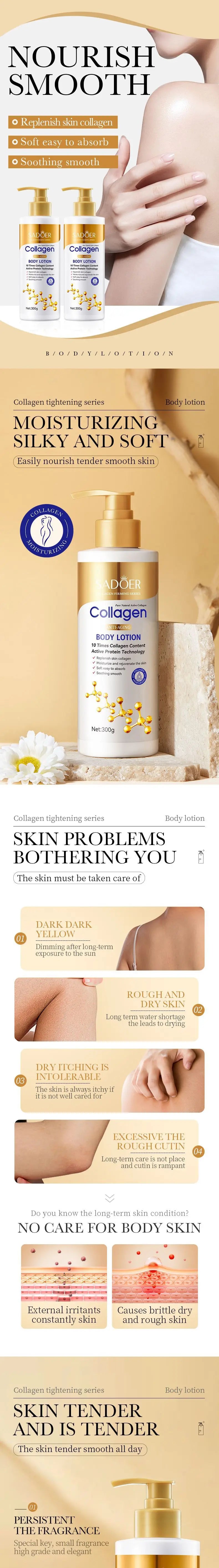 Kollagenmilch Bleaching Face Body Cream Whitening Skin Moisturizing Lotion Lightening Care