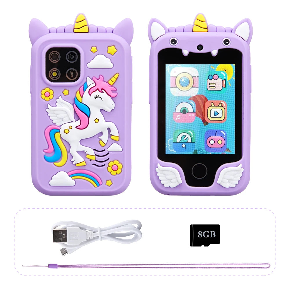 Kinder Smartphone Kamera Spielzeug Touchscreen Einhorn Baby Mobile MP3-Player Digital kamera Lernspiel zeug für Mädchen Jungen Alter 3-8