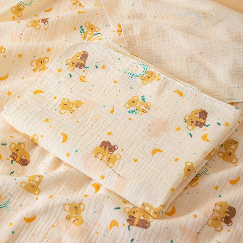 1 Stück doppellagige Wickeldecke für Babys, weich und atmungsaktiv, mit niedlichen Mustern, multifunktionale Wickeldecke für Neugeborene, Babydecke, Baby-Wickelunterlage, geeignet für alle Jahreszeiten