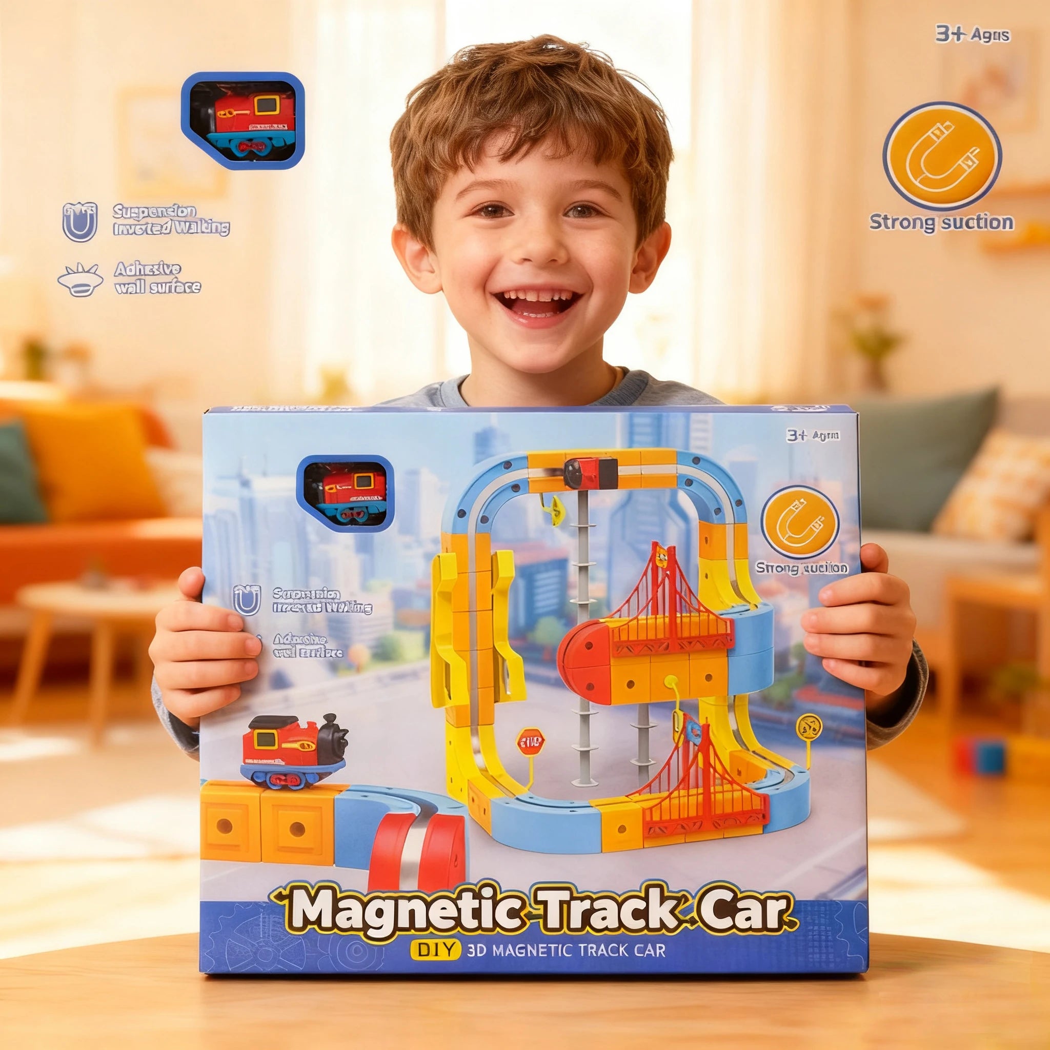 Magnetisches Elektrisches Eisenbahnset Magische Schienenbahn DIY Würfelspielzeug Kreatives Lernmodell Eisenbahnautos Spielzeug Geschenke für Kinder Jungen ab 3 Jahren