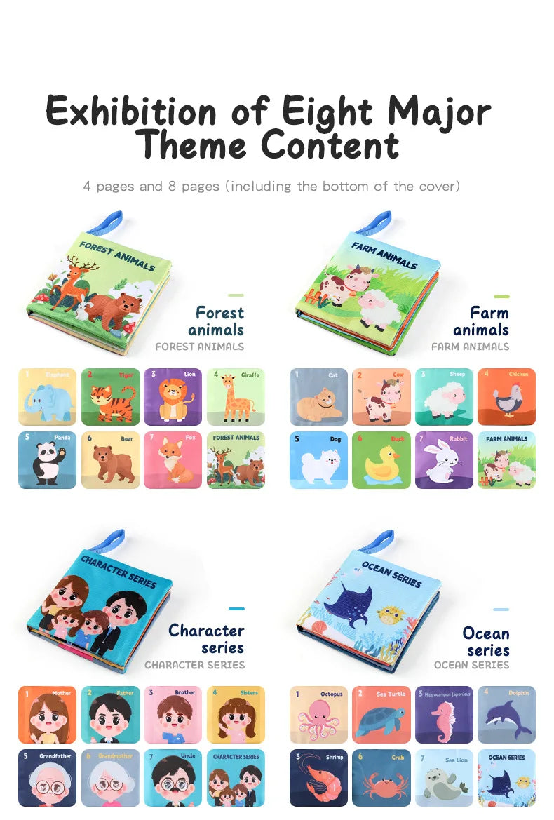 Weiche Baby Bücher Spielzeug Montessori 3D Touch fühlen sich kontrast reiche Stoff Buch sensorische frühe Lernspiele für Kinder Lernspiel zeug