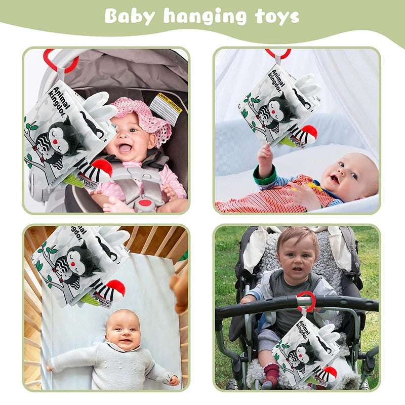 Weiche Babybücher, 3D-Touch-Feeling, kontrastreiches Stoffbuch, sensorisches frühes Lernen, Kinderwagenspielzeug für Kleinkinder, Geschenke von 0–12 Monaten
