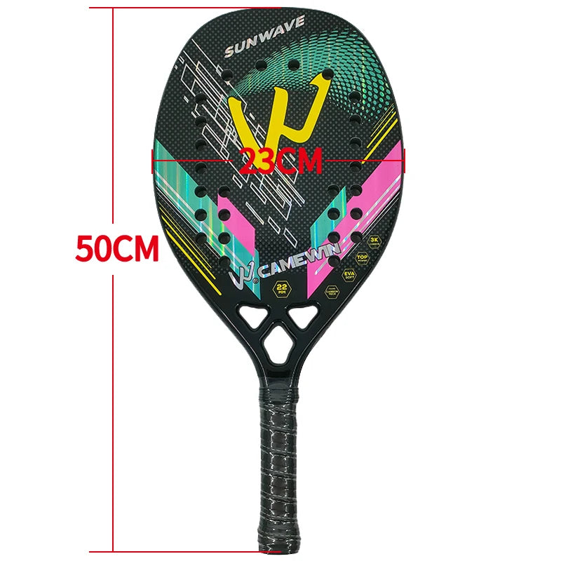 Camewin 3K Beach-Tennisschläger aus Vollcarbonfaser mit rauer Oberfläche, Outdoor-Sportschläger für Männer, Frauen, Erwachsene, Senioren, 2024 Neu