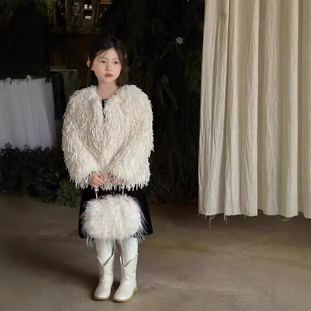 Mode Baby Mädchen Faux Pelz Jacke Dicke Outwear Infant Kleinkind Teenager Kind Winter Herbst Einfarbig Mantel Baby Kleidung 2-12Y