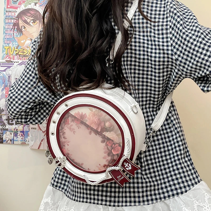 2025 neue süße Y2k ästhetische Umhängetaschen Frauen Kawaii Mode lässig Rucksäcke trendige transparente Reise Umhängetasche Ita Taschen