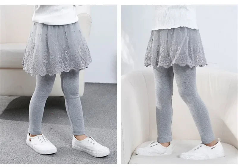 Neue Baby Mädchen Leggings Spitze Prinzessin Rock-hosen Frühling Herbst Kinder Dünne Rock Hosen für 2-7 Jahre kinder Kleidung
