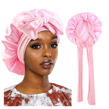 Neue Satin Schlafmütze Für Frauen Feste Breite Band Stretch Kopf Krawatte Seidige Motorhaube Rand Wrap Schlummertrunk Haarpflege Dusche Kopf Abdeckung