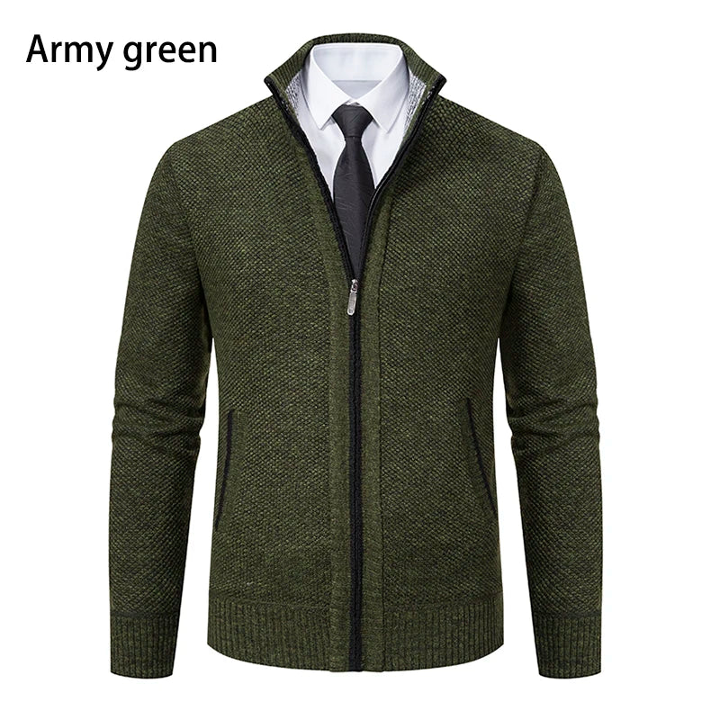 Herbst Und Winter New Jersey männer Casual Sport Mantel Einfarbig Stehkragen Wullover Greifen Fleece Warm Zipper Strickjacke