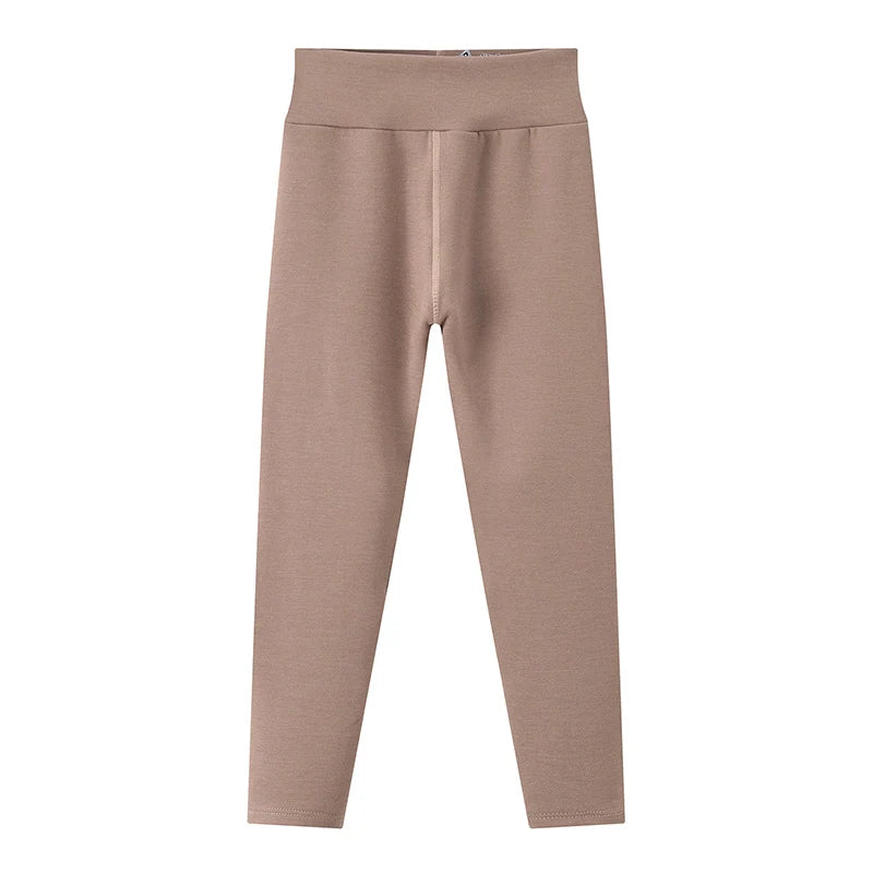 3/1-teiliges Set für Herbst und Winter, Kinder, einfarbig, mittelhohe Taille, dicke Leggings, Jungen und Mädchen, Fleece, warme Freizeithose