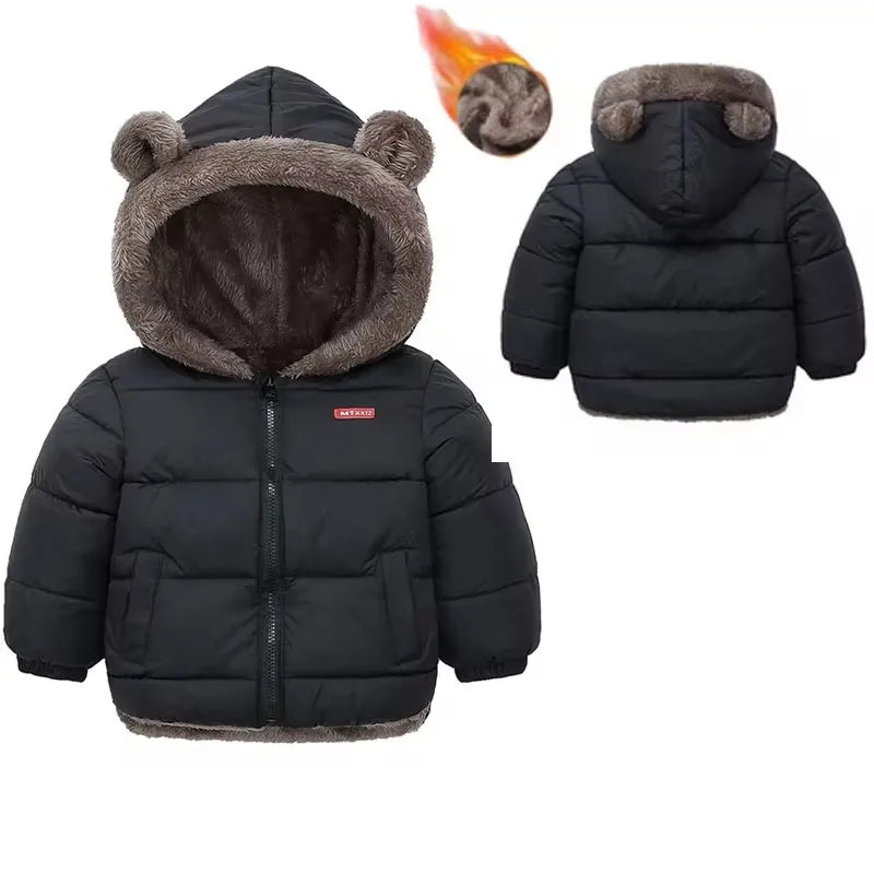 Jungen Mädchen Dicke Jacken Winter Kinder Gepolsterte Fleece Warme Mäntel Kinder Mit Kapuze Baumwolle Oberbekleidung Kinder Kleidung Kaschmir Schneeanzug