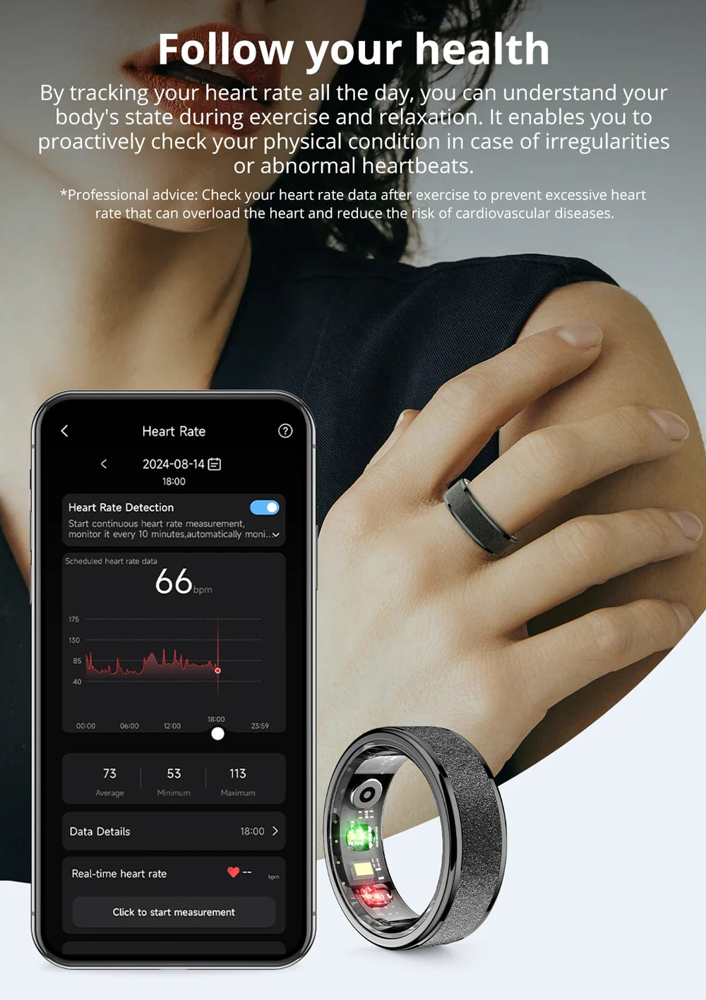 COLMI R10 Smart Ring mit Ladeetui für Männer und Frauen, Gesundheits- und Schlafmonitor, 5ATM wasserdicht, Multi-Sport-Modus